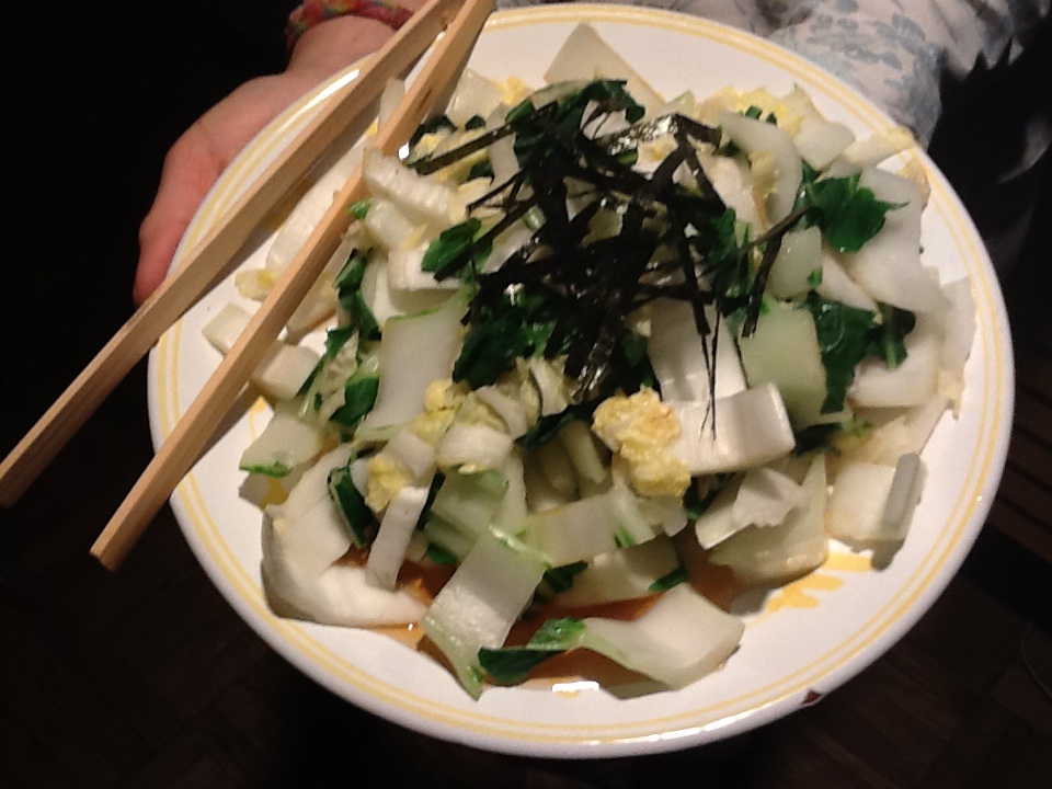 Bok choy with nori Veggies for bkfast 3-15-13.2*